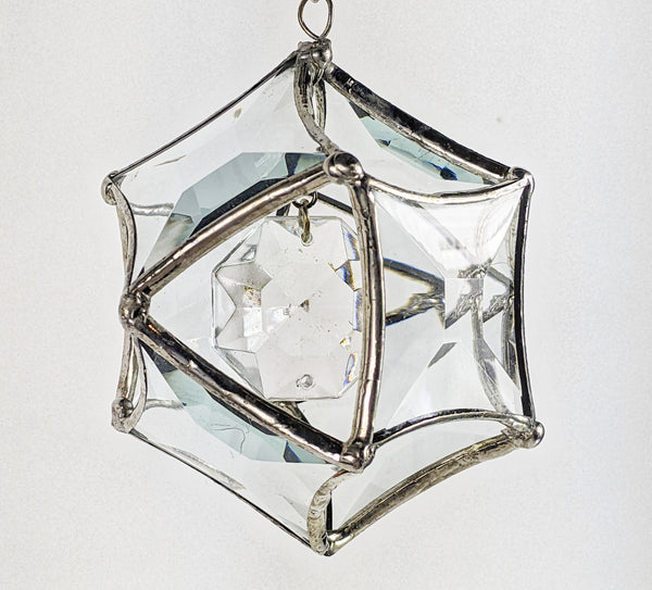 3D Bevel Ornament with hanging crystal
