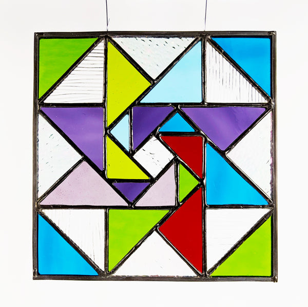 Multi Colored Stained Glass Quilt Square 7" x 7"
