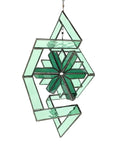 Green 3D Spinning Angles with hanging 3D abstract cyrstal
